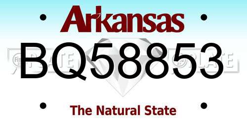 BQ58853 Arkansas License Plate