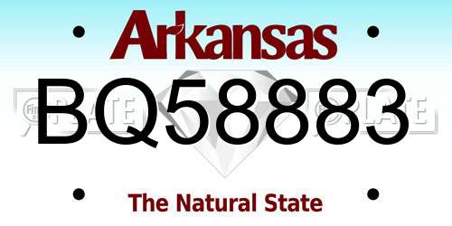 BQ58883 Arkansas License Plate