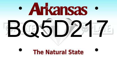 BQ5D217 Arkansas License Plate