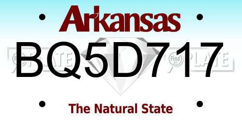 BQ5D717 Arkansas License Plate