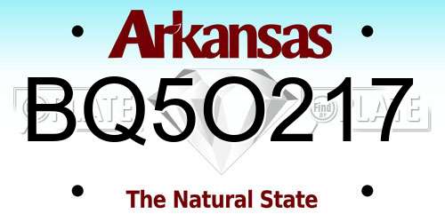 BQ5O217 Arkansas License Plate