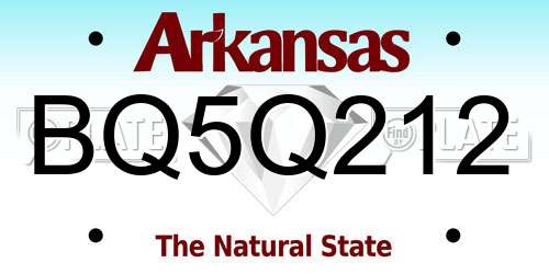 BQ5Q212 Arkansas License Plate