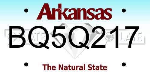 BQ5Q217 Arkansas License Plate