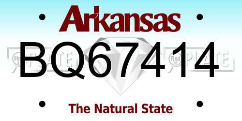 BQ67414 Arkansas License Plate