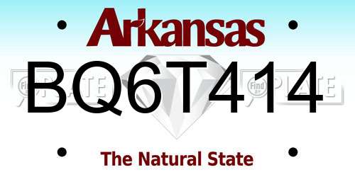 BQ6T414 Arkansas License Plate