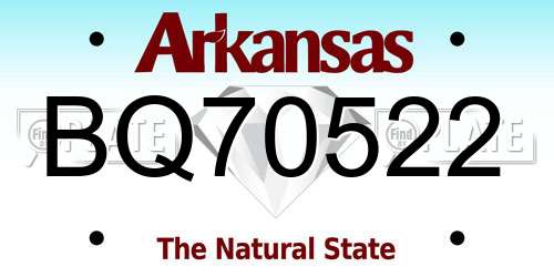 BQ70522 Arkansas License Plate