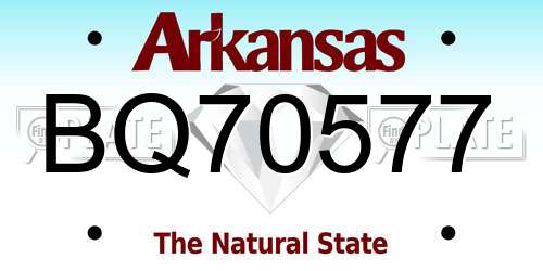 BQ70577 Arkansas License Plate