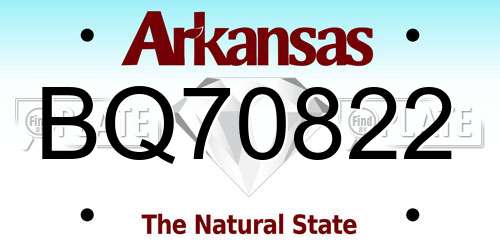 BQ70822 Arkansas License Plate