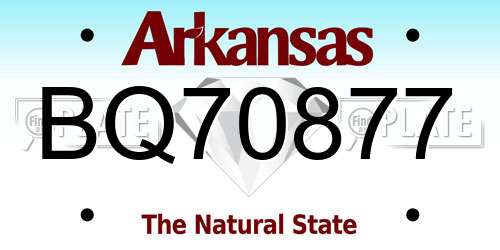 BQ70877 Arkansas License Plate