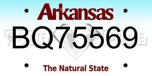 BQ75569 Arkansas License Plate