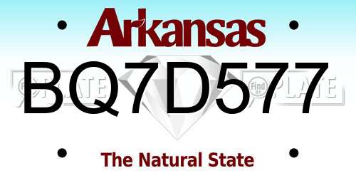 BQ7D577 Arkansas License Plate