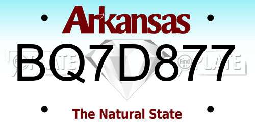 BQ7D877 Arkansas License Plate
