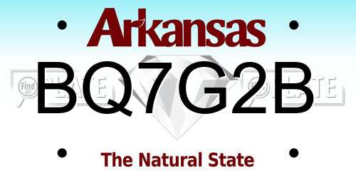 BQ7G2B Arkansas License Plate