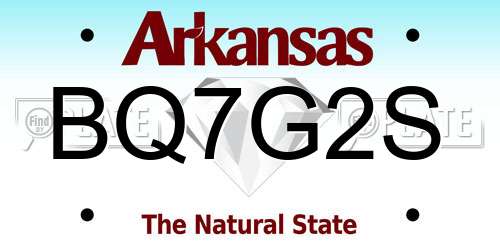 BQ7G2S Arkansas License Plate