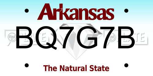 BQ7G7B Arkansas License Plate