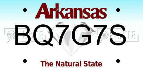 BQ7G7S Arkansas License Plate
