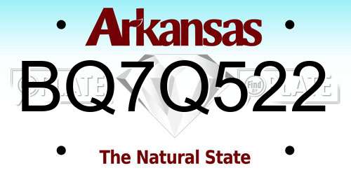 BQ7Q522 Arkansas License Plate