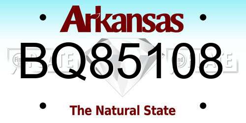 BQ85108 Arkansas License Plate
