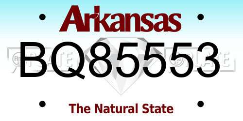BQ85553 Arkansas License Plate