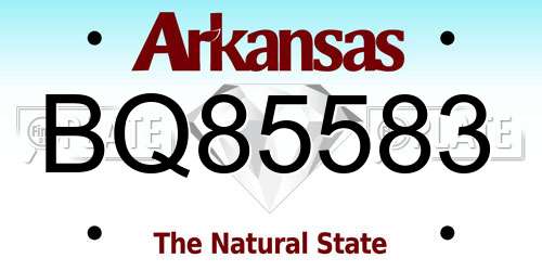 BQ85583 Arkansas License Plate