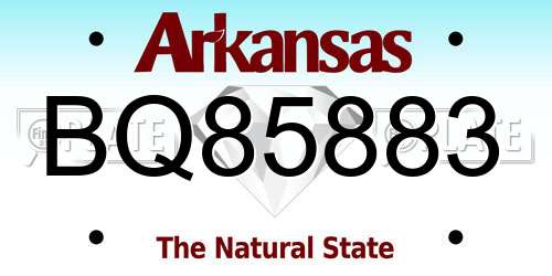BQ85883 Arkansas License Plate