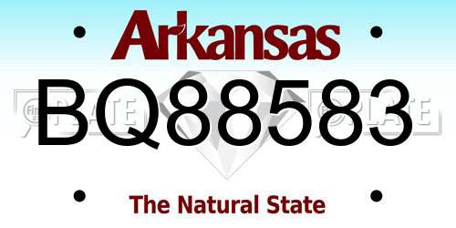 BQ88583 Arkansas License Plate