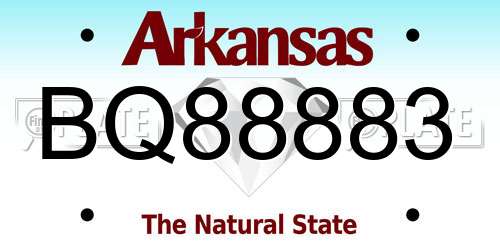 BQ88883 Arkansas License Plate