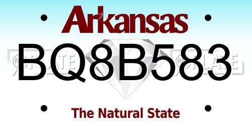 BQ8B583 Arkansas License Plate