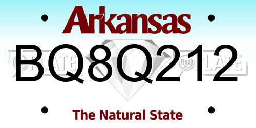 BQ8Q212 Arkansas License Plate