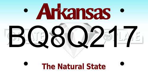 BQ8Q217 Arkansas License Plate