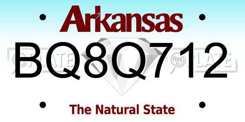 BQ8Q712 Arkansas License Plate