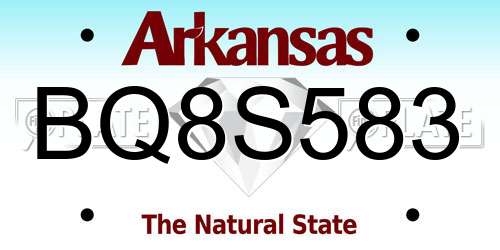 BQ8S583 Arkansas License Plate