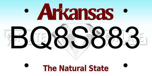 BQ8S883 Arkansas License Plate
