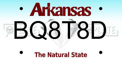 BQ8T8D Arkansas License Plate