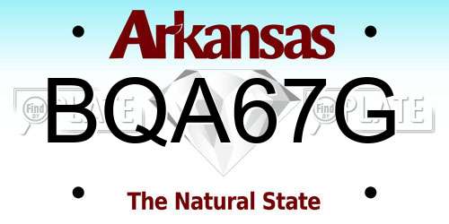 BQA67G Arkansas License Plate