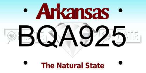 BQA925 Arkansas License Plate