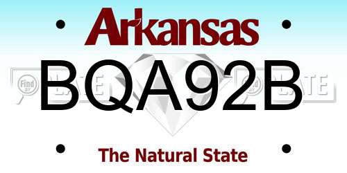 BQA92B Arkansas License Plate
