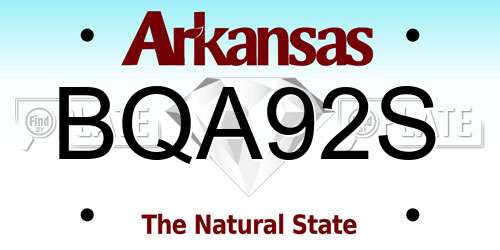 BQA92S Arkansas License Plate