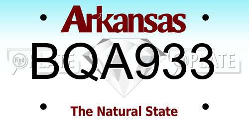 BQA933 Arkansas License Plate