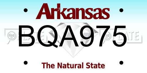 BQA975 Arkansas License Plate