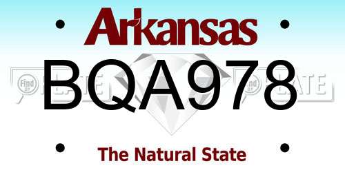 BQA978 Arkansas License Plate