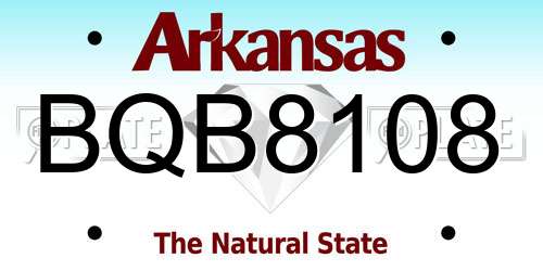 BQB8108 Arkansas License Plate
