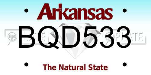 BQD533 Arkansas License Plate