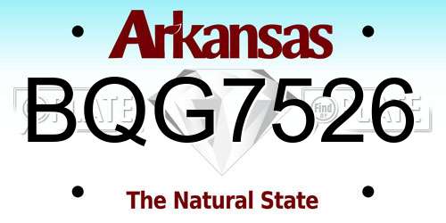 BQG7526 Arkansas License Plate