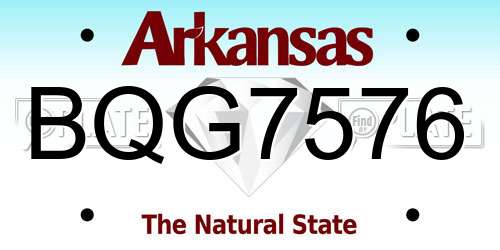 BQG7576 Arkansas License Plate