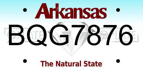 BQG7876 Arkansas License Plate