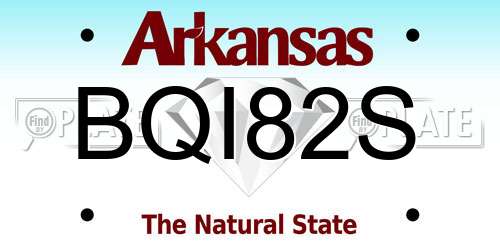 BQI82S Arkansas License Plate