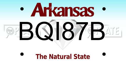 BQI87B Arkansas License Plate