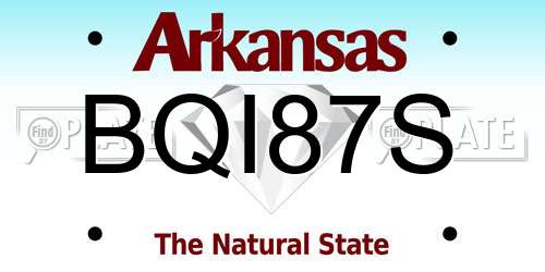 BQI87S Arkansas License Plate