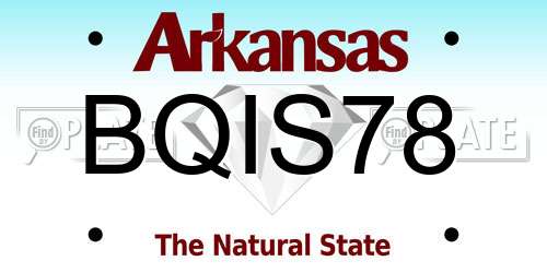 BQIS78 Arkansas License Plate